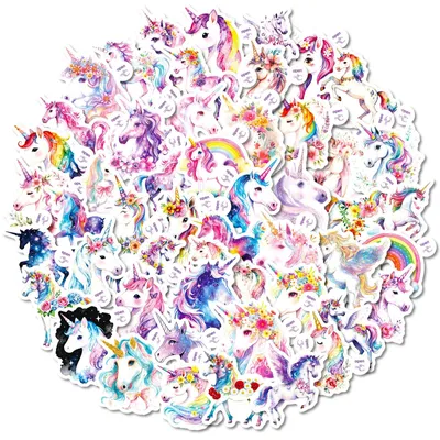 50 Einhorn Sticker, wasserdicht, für Dekoration & Basteln