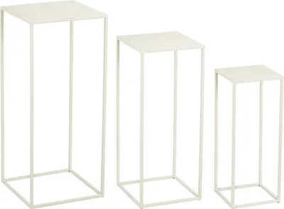 Produktbild von Mica Decorations Quinty Beistelltisch - 3er-Set - L30 x B30 x H70 cm - Metall - Off-white