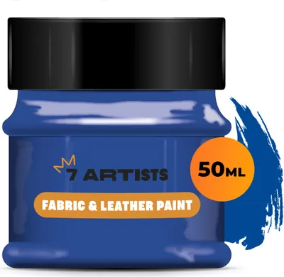 Produktbild von 7 Artists Acryl Farbe, Leder Farbe, Stoff Farbe, Textil Farbe, Acrylfarbe 50ml Blau - Wasserfeste Acrylfarbe zum Textil Färben/Leder Färben & Acrylfarben Künstlerbedarf