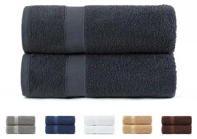 Produktbild von Todocama 2 Duschtücher, 100% Baumwolle, 550 g/m², extra weich, sehr saugfähig und schnell trocknend, Maße 70 x 140 cm, Dunkelgrau