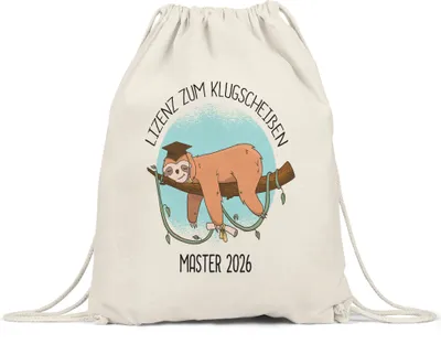 Produktbild von Master 2026 Lizenz Zum Klugscheißen Turnbeutel Gymsack Faultier Absolvent Universität
