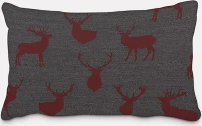 Produktbild von SCHÖNER LEBEN. Kissenhülle mit Hirschen grau rot verschiedene Größen Größe 60x80cm (HxB) 60x80cm (HxB) Größe