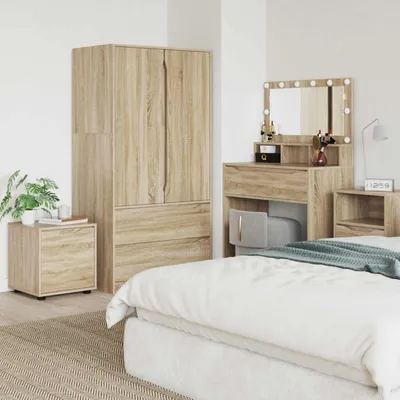 Immagine prodotto di Maison Exclusive - Mobiletto da bagno, dimensioni 40,5 x 40 x 44 cm, realizzato in legno impiallacciato effetto Sonoma