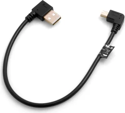 Produktbild von SYSTEM-S Mini USB 90° Kabel Links gewinkelt Winkelstecker auf USB Typ A (Male) 90° rechts gewinkelt Kabel Datenkabel Ladekabel 20cm
