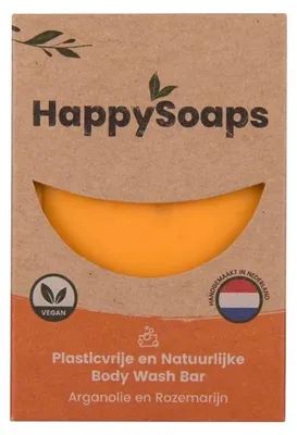 Produktbild von HappySoaps Body Wash Bar Arganöl & Rosmarin 100 g