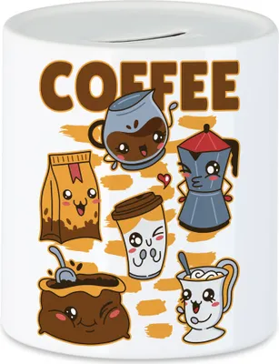Produktbild von Coffee Spardose Kaffeeliebhaber Caffe Latte Cappuccino Morgens Frühstück Büro Coffeelover Kaffee