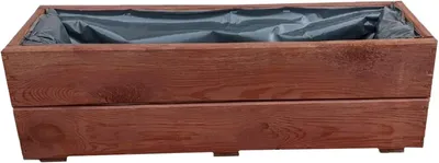 Produktbild von Blumenkasten aus Holz 60 cm – Pflanzkasten Balkon & Terrasse – Wetterfest imprägniert – Fertig montiert – Pflanzkübel Holz D27 Nuss