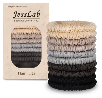 Imagen del producto de Elásticos para el cabello, satén, 10 unidades, que no dañan el cabello, ideales para cabello fino y rizado