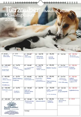 Produktbild von Tierzauber Hund und Katz Planer DIN A3 Kalender für 2025 Katzen und Hunde - Seelenzauber