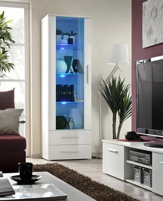 Image de Vitrine Design Armoire Bois Moderne Neuf Blanc Bois Aménagement Salon Meubles