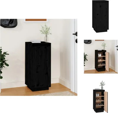 Zdjęcie produktu dla vidaXL Szafka na buty czarna 35x35x80 cm lite drewno sosnowe - Stojaki i szafki na buty