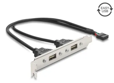 Image de Plaque d'extension USB 2.0 Delock avec 2 ports USB Type-A