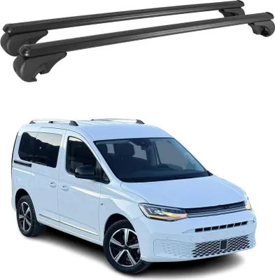 Image de Barres de toit Transversales pour VW Caddy 2020-2024 Aluminium Noir