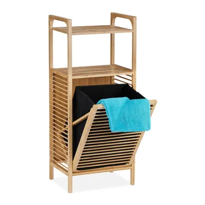 Wasmand-Regal aus Bambus, 2 Ablagen, 95x40x30 cm