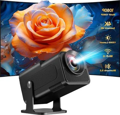 Image de Projecteur home cinéma 4K avec une résolution native de 1080p - 500 lumens ANSI - rotation à 180 degrés - projecteur intelligent avec Wi-Fi 6 - Bluetooth 5.2 - mini-projecteur à réglage automatique