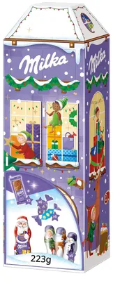 Produktbild von Milka 3D Haus Adventskalender, Schokofiguren für Weihnachten, 223 g