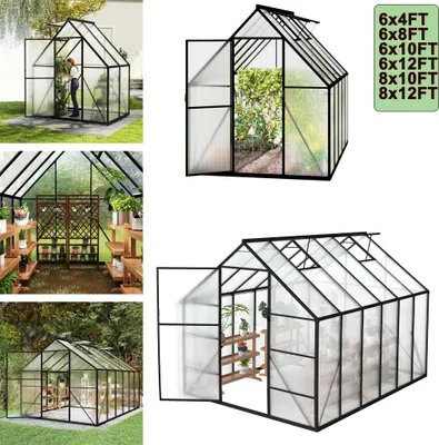 Image de NAIZY serre serre de jardin pour tomates avec fondations abri de jardin avec fenêtre & plaques alvéolaires résistantes aux intempéries serres de jardin 310x250x205cm protégé contre les UV & le gel