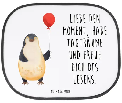 Produktbild von Mr. & Mrs. Panda Sonnenschutz Auto Pinguin Luftballon - Weiß - Geschenk, Sonnenblende, Pinguine, Fürs, Autoscheibe, für Autoscheiben, Geschenkidee, Glück, saugnapf
