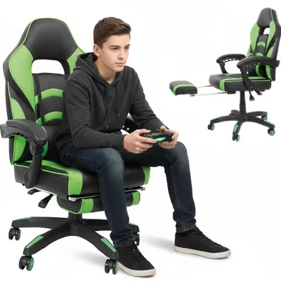Image de Chaise de gaming ergonomique avec repose-pieds et design réglable