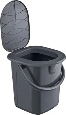 Obrázek produktu pro Ekologická mobilní kempingová toaleta – 22 litrů, ze 100 % recyklovaného materiálu, max. nosnost 120 kg – šedá