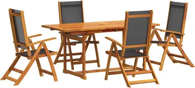 Image de vidaXL Ensemble de jardin 5 pièces en bois massif d'acacia et textilène