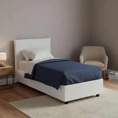Produktbild von Einzelbett Dbabb, Containerbett mit Kunstlederbezug, 100%  Italy, Frontöffnung, inklusive Matratze Cm 80x200, Weiß