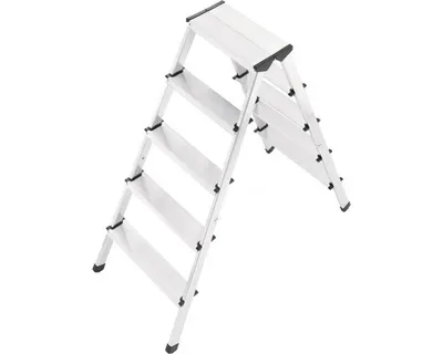 Obrázek produktu pro Hliníkové oboustranné schůdky Hailo D60 2 x 5 stupnů, nosnost 150 kg