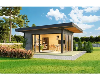 Produktbild von Lasita Maja Gartenhaus / Ferienhaus Domeo 9 Carbongrau/Anthrazit, Farbe:carbongrau, Dachform:Pultdach