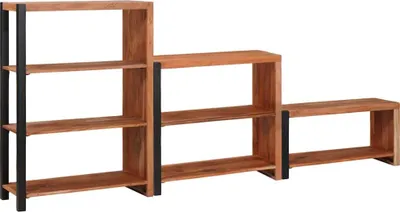 Immagine prodotto di Maison Exclusive - Libreria a 6 ripiani, confezione da 3 pezzi, dimensioni 80 x 30 x 110 cm, realizzata in legno massello di acacia