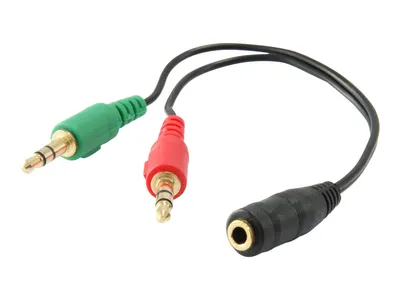 Produktbild von Equip Audiokabel Splitter 3.5mm->2x3.5mm Bu/St      grün/rot Polybeutel