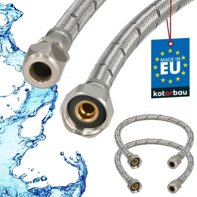 Immagine prodotto di KOTARBAU® 2 Pezzi Tubo Flessibile per Rubinetto 1/2" x 3/8" Tubo di Raccordo 50 cm Dado Girevole x Raccordo a Pressare   Acciaio Inox