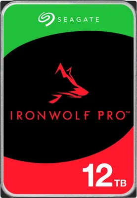 Product packaging for a Seagate IronWolf Pro NAS HDD.
