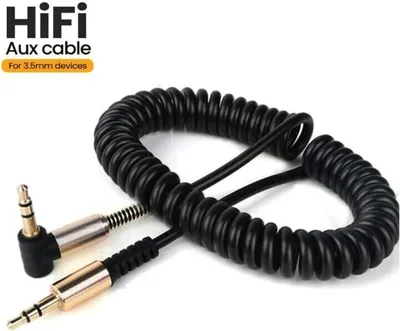 Produktbild von AUX Audio Kabel Köpfhörerkabel 3,5mm Klinke Winkel 90°Klinkenkabel Spiralkabel 1,7m