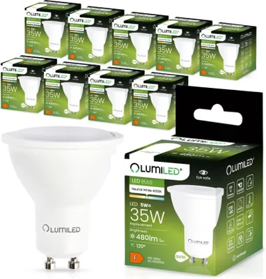 Produktbild von LUMILED GU10 LED Lampe 5W 480 Lm Leuchtmittel 4000K neutralweiß Strahler Spot, ersetzt 35W Halogenlampen 120° Reflektorlampen 10 Stück Lampen