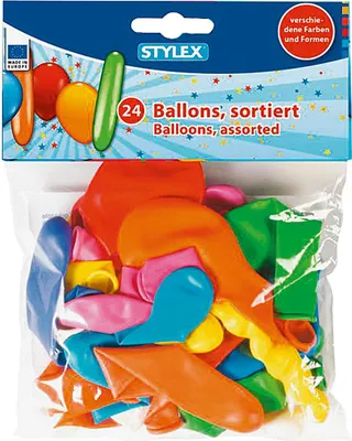 Produktbild von Stylex 14040, Spielzeugballon, Gemischte Farben, Rund, 24 Stück(e), Europa