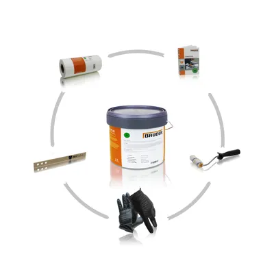 Produktbild von BAUDER LIQUITEC PolyurethanDetail Profi Pack 1-komponentiges, lösemittelfreies PolyurethanFlüssigkunststoff-System inklusive Zubehör | RAL 7015 schiefergrau