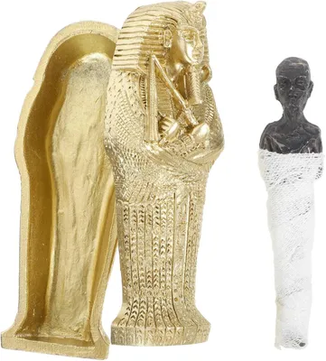 Productafbeelding van Egyptische farao-kist van hars, decoratieve mummifiguur, antieke stijl, geschikt voor decoratie in huis of kantoor, souvenir, verzamelobject, model van een oud-Egyptische kist en mummie, decoratie voor een tombe