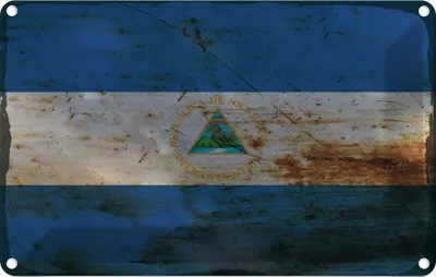 Produktbild von vianmo Blechschild 12x18 cm Nicaragua Rost Flagge Fahne Wappen