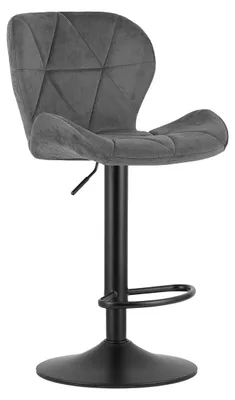 Image de Tabouret de bar West en velours gris avec base noire