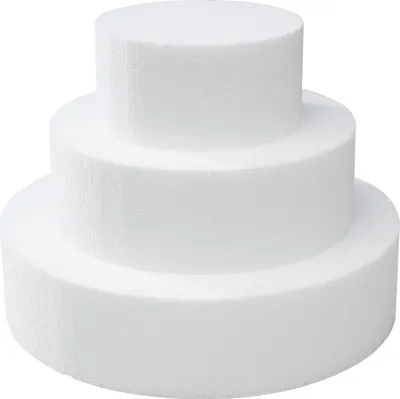 Produktbild von Styroporform "Torte", 3-tlg. Groß, Ø 10 / 15 / 20 cm