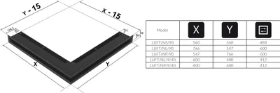 Obrázok produktu pre Venkovaný kryt luft roh vpravo 40x60x9 leštený