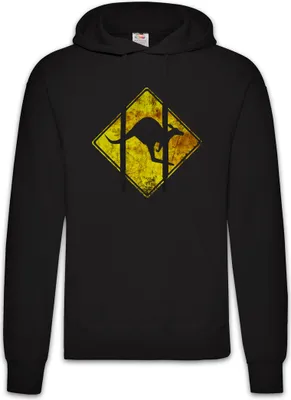 Produktbild von Urban Backwoods Kangaroos Crossing Vintage Logo Sign, Herren Hoodie, Farbe: Schwarz, Größe: 4XL
