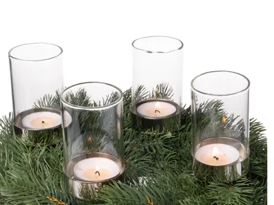 Produktbild von 4er Set Kerzenpick Teelichthalter silber | Kerzenhalter für Adventskranz | Ø 5 cm