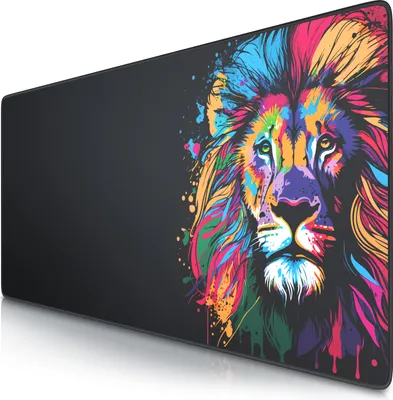 Image de Tapis de souris Titanwolf XXL Speed Gaming Titanwolf Noir 900 x 400mm, Tapis de souris XXL, Tapis de bureau Large Size, améliore la précision et la vitesse, Colour Lion