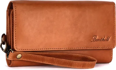 Produktbild von Benthill Geldbörse Damen Groß Echt Leder | Vintage Portemonnaie mit vielen Kartenfächer | Grosser Geldbeutel mit RFID Schutz  inkl. Geschenkbox
