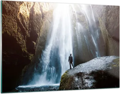 Produktbild von Bilder auf glas - Berg Wasserfall - 120x80cm - Glasbilder - Wandbilder - Kunstdruck - zum Aufhängen bereit - Wanddekoration aus Glas - Glas Bilder - Wandbild auf Glas - Einteilig - GAA120x80-4093