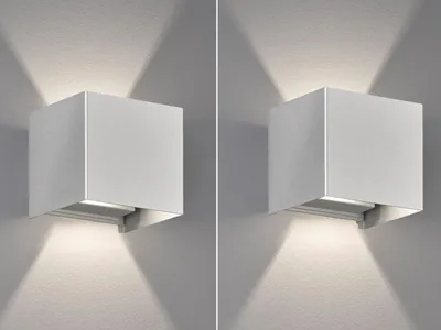 Produktbild von 2er SET kleine LED Updown Wandlampen Silber für Innen & Außen, Schutzart IP44