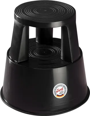 Produktbild von Rollbarer Tritthocker - unzerbrechlich - 1 Stück - schwarz - Kunststoff - 43 cm
