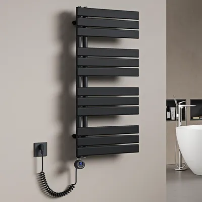 Produktbild von Mai & Mai Badheizkörper Elektrisch 104x50 cm in Anthrazit Seitenanschluss Handtuchheizkörper Handtuchhalter Handtuchwärmer Badheizung mit Heizstab 800W