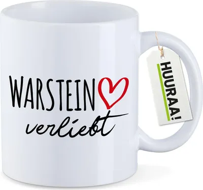 Produktbild von Huuraa Kaffeetasse Warstein verliebt 330ml Weiß Keramik Kaffeebecher Geschenkidee